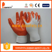 White Nylon Orange Nitrile Gloves Dnn334